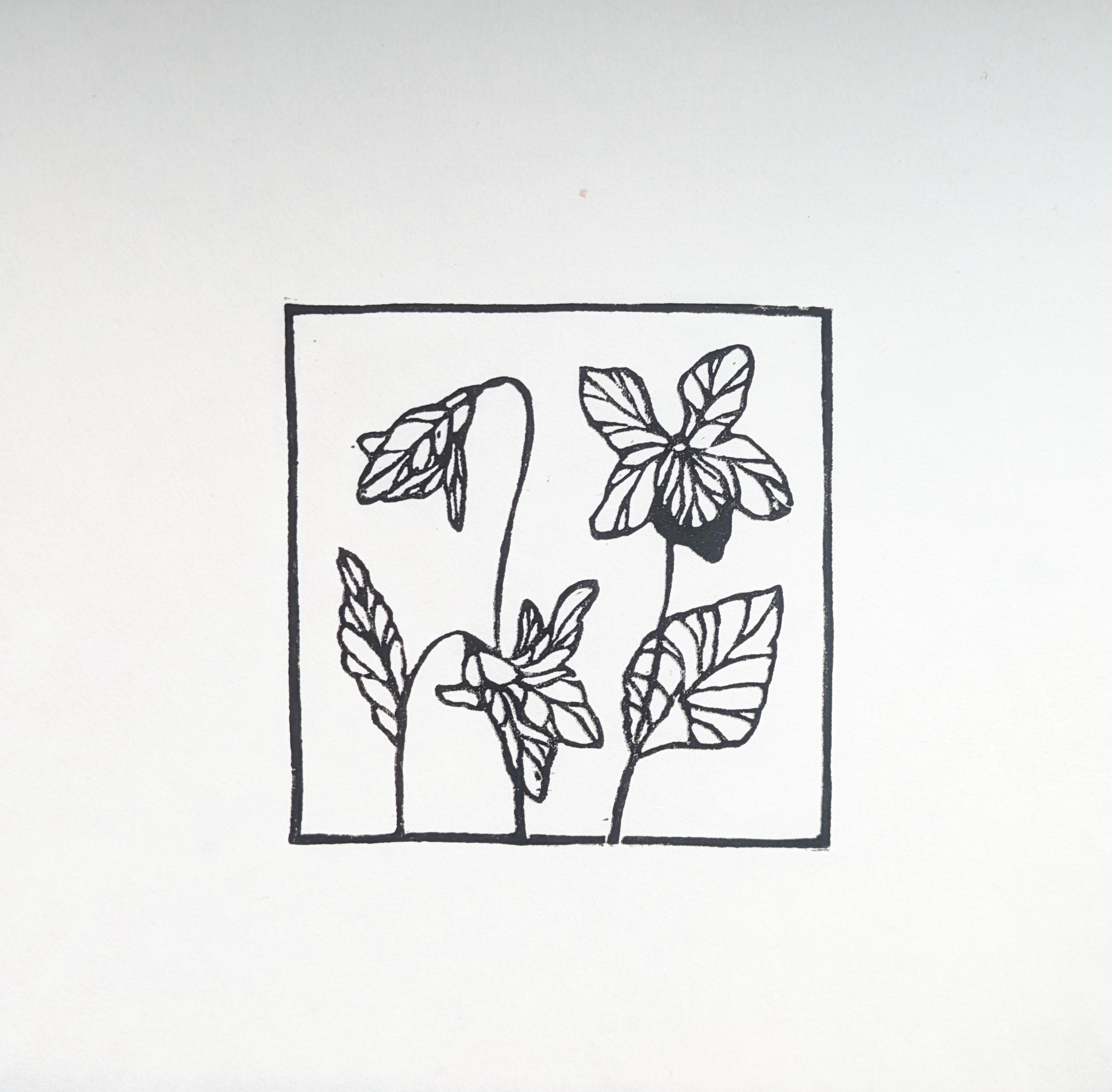 small linoprint of flowers