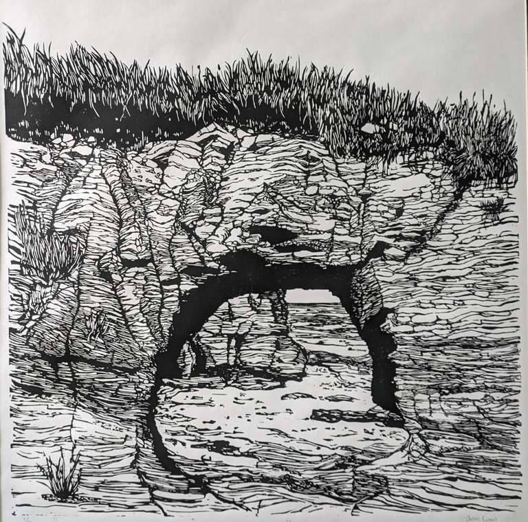 Print of a stone arch
