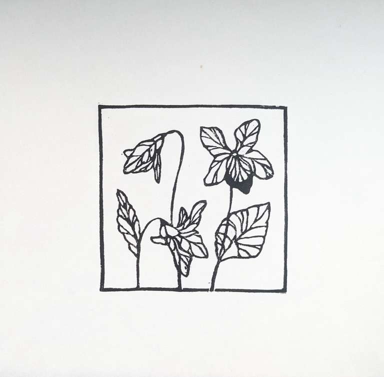 flowers line lino print